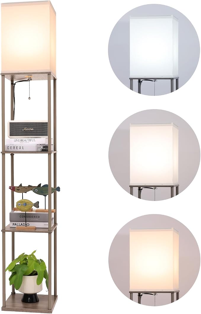 Gupuzm Floor Lamp with Shelves, Modern Square Standing Lamp with 3 Color by GUPUZMproducesandsellslamp