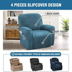 H.VERSAILTEX Velvet Stretch Recliner Couch Covers 4-Pieces Style Recliner Chair - Image 2