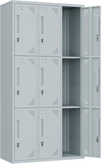 Metal Locker with 9 Doors Employees Locker, Metal Storage Locker with Hooks by Anxxsu
