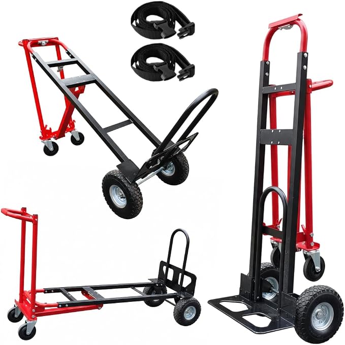 Red Convertible Hand Truck Dolly Cart by NEBICALS