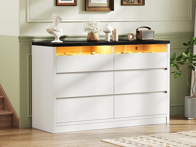 Jocoevol Modern LED 6 Drawer Dresser - Image 8