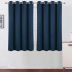 Blackout Curtains 66 x 54 Inch Long Navy Blue Curtains Set of 2 Panels Room by Lemomo