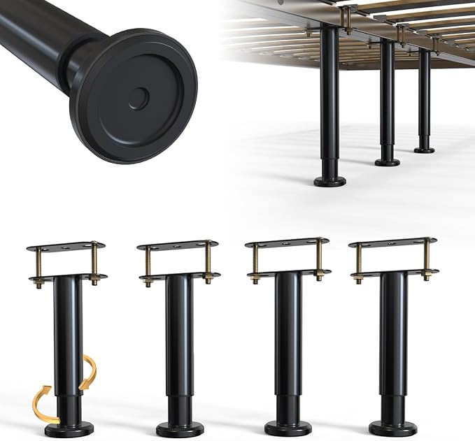 4Pcs Bed Frame Support Leg, Adjustable Height 5.8"-9", Extra Sturdy Steel Bed by YUEYIN