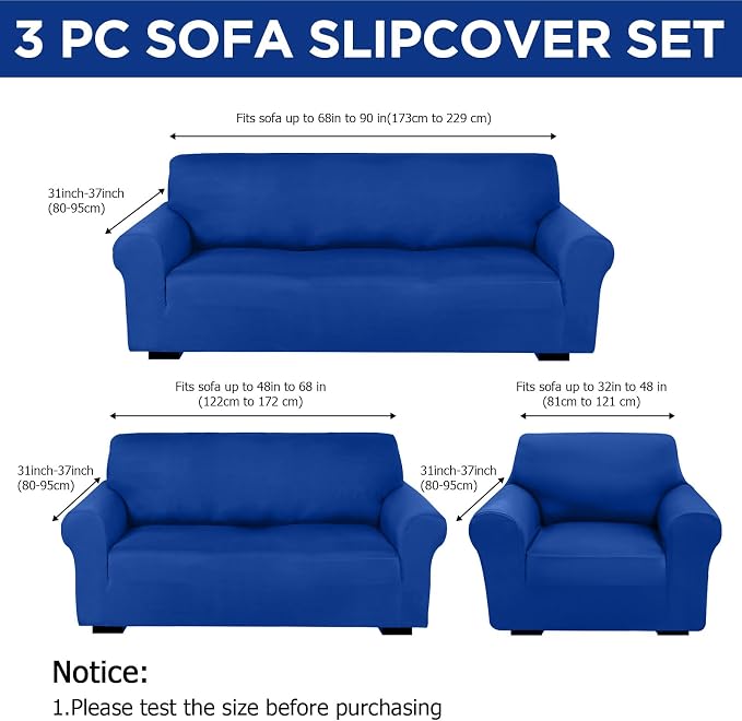 Peryiter 3 Pcs Couch and Loveseat Covers Set Sofa Cover - Image 2