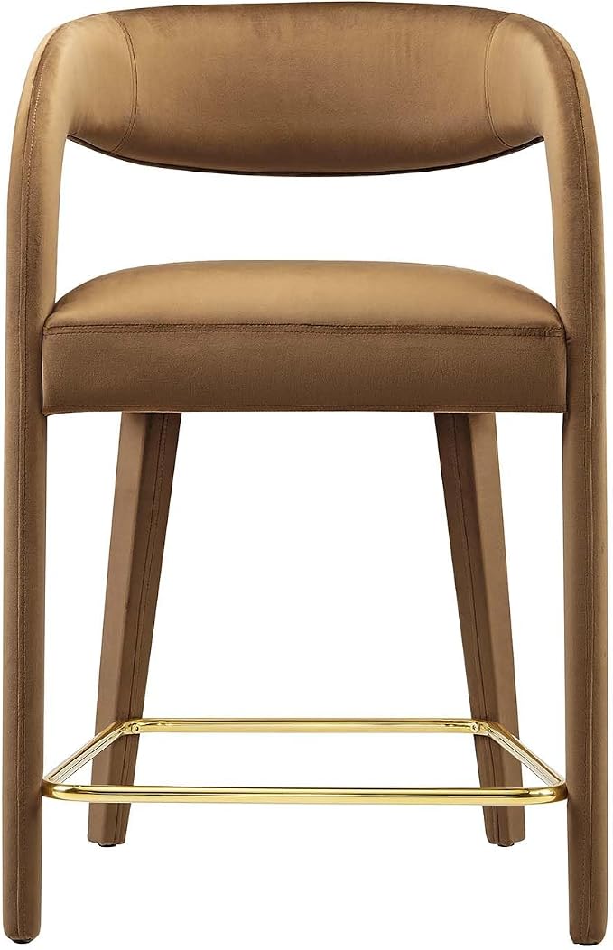 Modway EEI-6566-BRN-GLD Pinnacle Performance Velvet Counter Stool Set of Two - Image 6