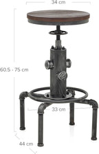 Topower Antique Vintage Industrial Barstool Solid Wood Water Pipe Fire Hydrant - Image 9