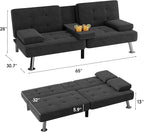 Flamaker Futon Sofa Bed Modern Folding Futon Set Linen Fabric Convertible - Image 3