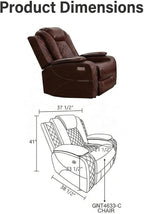 Power Recliner Chair with LED Lights, Leather Manual Recliner 1 Seat, Living - Image 2