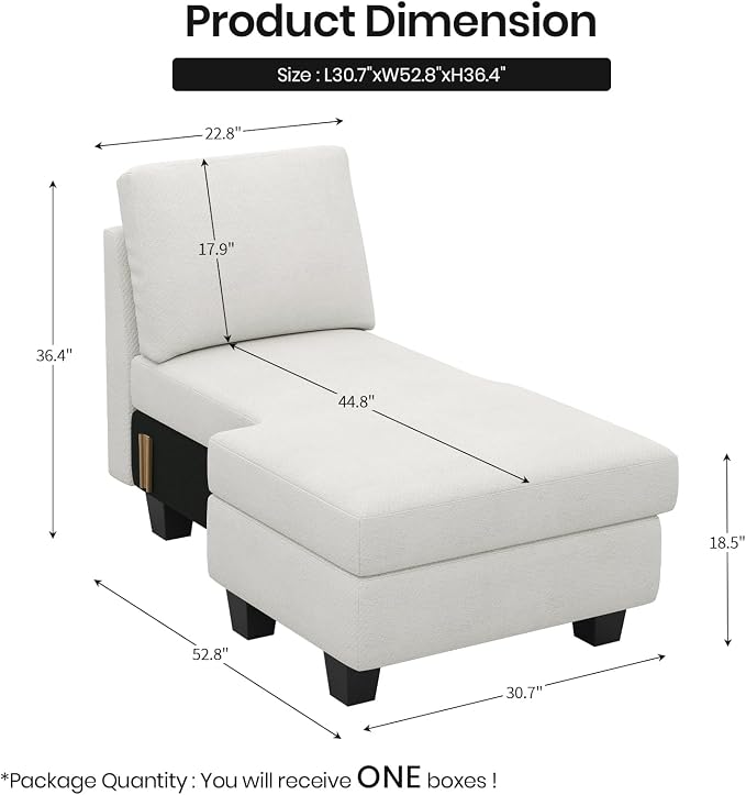 Belffin Sectional Storage Chaise Module - Image 3