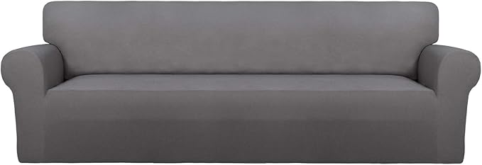 PureFit Stretch Couch Covers for Sofa 4 Seater Slipcovers Light Gray | 1-Piece by PureFit
