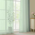 Sage Green Sheer Curtain 90 Inches Long 2 Panels Set, Solid Filmy Drapes - Image 3