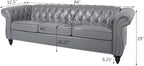 Chesterfield 3 Seater Sofa, Modern Leather Tufted Couch 3 Seater - Image 2