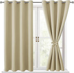 Blackout Curtains for Bedroom, Light Beige, 52 x 63 Inch, 2 Panels | Thermal - Image 9