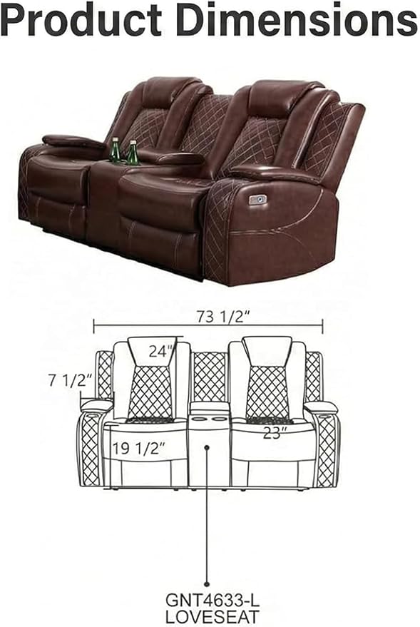 Power Recliner Loveseat Sofa - Image 2