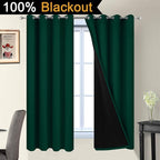 Yakamok Dark Green 100% Blackout Curtains 63 Inches Long 52" Wide 2 Panels | - Image 2