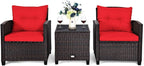 Tangkula 3 Pieces Patio Furniture Set, PE Rattan Wicker 3 Pcs Outdoor Sofa Set - Image 9