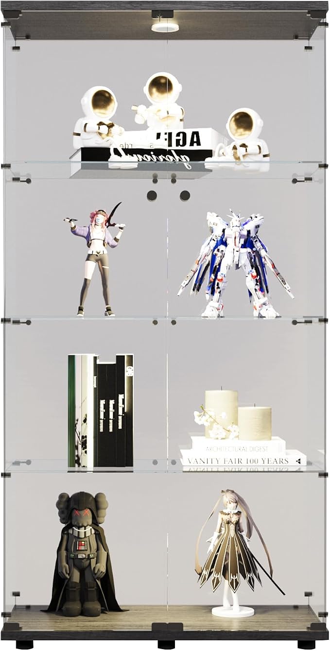 FLYMUHJIA 4-Shelf Tempered Glass Display Cabinet by FLYMUHJIA