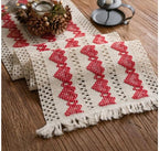 Macrame Table Runner Beige and Red Heart Table Runners by AlynsehomCreateaBetterLife