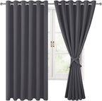 Grommet Blackout Curtains for Bedroom, 70 x 63 Inches, Dark Grey | Thermal by Hiasan