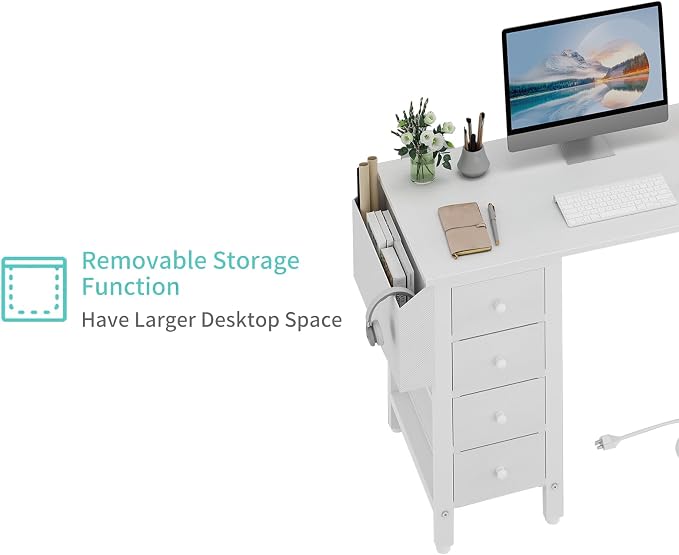 Lufeiya White L Shaped Computer Desk - Image 7