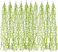 Artificial Vines, 10 Pack Hanging Ivy Fake Weeping Willow Greenery Leaves Plastic Plants Faux Garland Vine UV Resistant for Indoor Outdoor Garden Door Wall Baskets Wedding Party Decoration - Green by LOVENIMEN