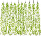 Artificial Vines, 10 Pack Hanging Ivy Fake Weeping Willow Greenery Leaves Plastic Plants Faux Garland Vine UV Resistant for Indoor Outdoor Garden Door Wall Baskets Wedding Party Decoration - Green by LOVENIMEN