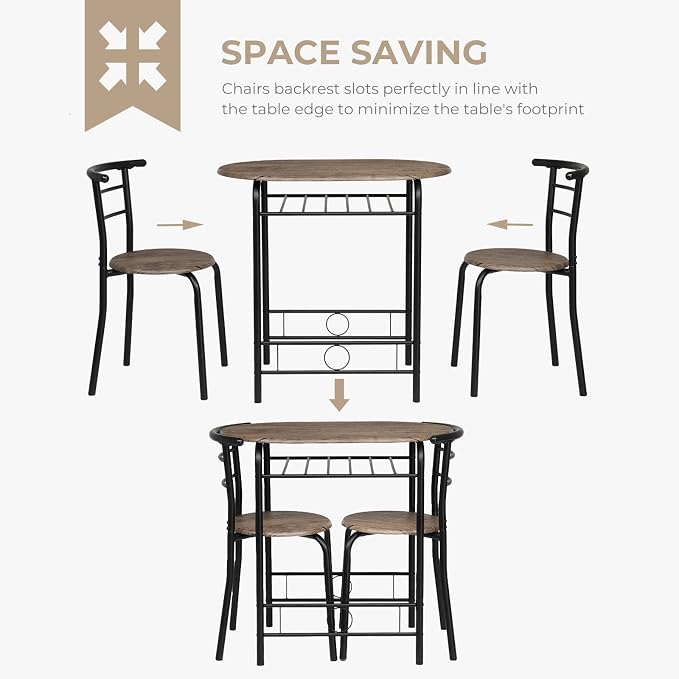 VINGLI 3 Piece Dining Set, Small Kitchen Table Set - Image 5