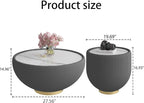 Round Marble Coffee Table Set of 2, 2 Piece White Coffee Table and End Table - Image 2
