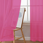 Chyhomenyc Hot Pink Sheer Curtains 45 Inch Long 2 Panels, Light Filtering Short - Image 7