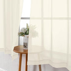 Cream Sheer Curtains 68 Inch Length 2 Pcs, Light Filtering Bedroom Curtains - Image 6