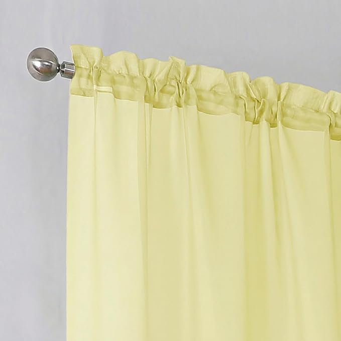 Simplebrand Light Yellow Sheer Curtains 84 Inches Long, Light Filtering Rod - Image 7