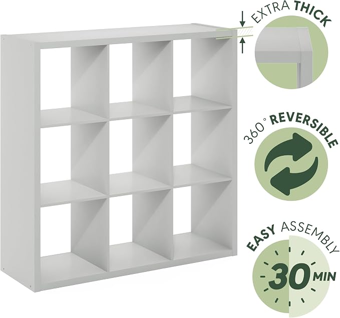 Furinno Cubicle Open Back Decorative Cube Storage Organizer, Light Grey - Image 7