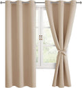 Blackout Curtains for Bedroom, 42 x 63 Inches Length Beige 2 Panels | Thermal by Hiasan