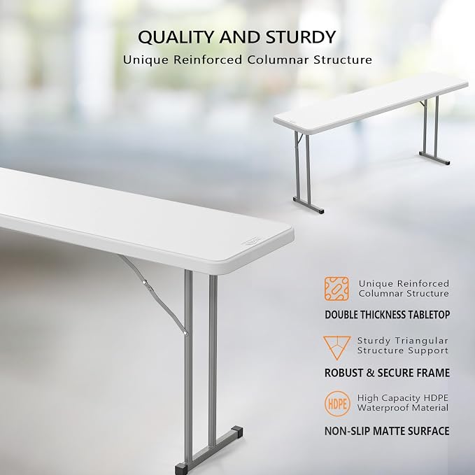VINGLI 6 FT Narrow Folding Table, Home Work - Image 4