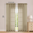 Sheer Curtains 84 Inches Long 2 Panels Set, Sheer Taupe Curtains - Image 2