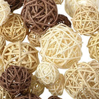 Wicker Ball Orbs,White, Wood Color, Light Tan, Coffee,2.4'',2'',1.6'',1.2'' - Image 4