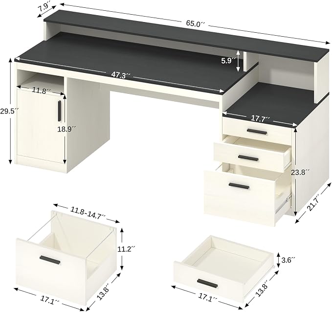 YOMILUVE 65 Inch Computer Desk - Image 2