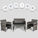 Tangkula 4 PCS Wicker Patio Conversation Set, Outdoor Rattan Sofas - Image 9