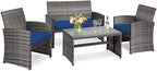 Tangkula 4 PCS Wicker Patio Conversation Set, Outdoor Rattan Sofas by TANGKULA