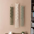 M MANUAL 3 Pcs Macrame Leaf Wall Hanging Bohemian Wall Decor Feathers Wall Art - Image 5