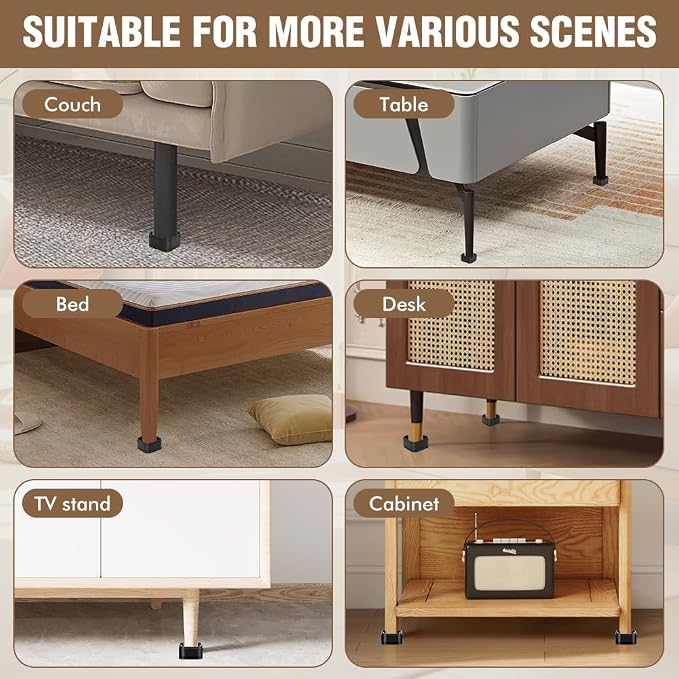 4 Pack Furniture Risers, Ajustable Bed Lifts Rrisers, 1 Inch Stackable Heavy - Image 3