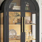 Arched Curio Cabinet with Glass Doors, 4-Tier Display Cabinet with 2 Drawers - Image 8