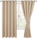 Blackout Curtains for Bedroom, 60 x 63 Inches Length Beige 2 Panels | Thermal by Hiasan