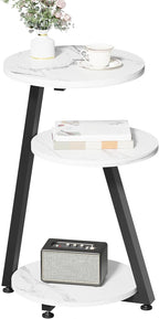 BEWISHOME Round End Table Marble Side Table by BEWISHOME
