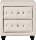 Sophia Modern Style Crystal Tufted 2-Drawer Nightstand Upholstered by MatrixFurnitureGroup