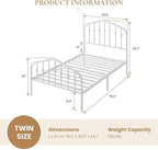 SHA CERLIN Twin Size Metal Platform Bed Frame - Image 2