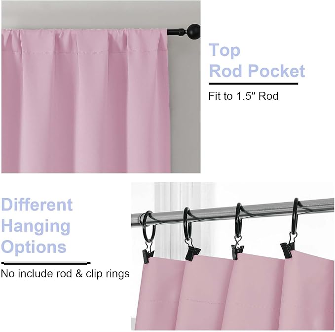 Simplebrand Ava Pink Blackout Curtains - Image 4