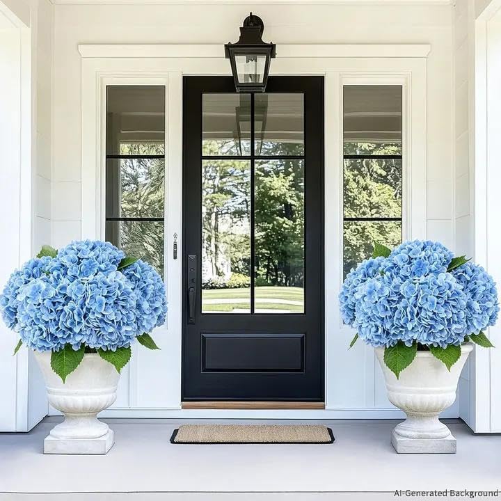 6 Pcs Real Touch Hydrangea Artificial Flowers, 21" Latex Fake Flowers, Blue - Image 5