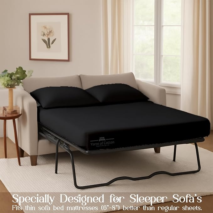 Sleeper Sofa Bed Sheet, 100% Cotton 400 Thread Count, 4 Piece Set, Deep Pocket - Image 3