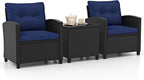 HAPPYGRILL 3 Pieces Wicker Patio Conversation Set, PE Rattan Bistro Sofa Set by HAPPYGRILL